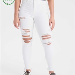 AE Ne(x)t Level Super High-Waisted Ripped White Jegging